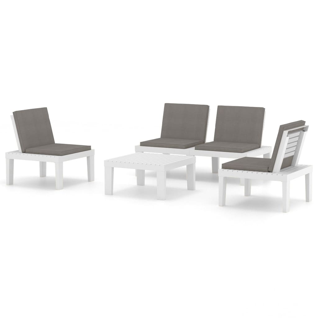 4-tlg. Garten-Lounge-Set mit Kissen Kunststoff Weiss